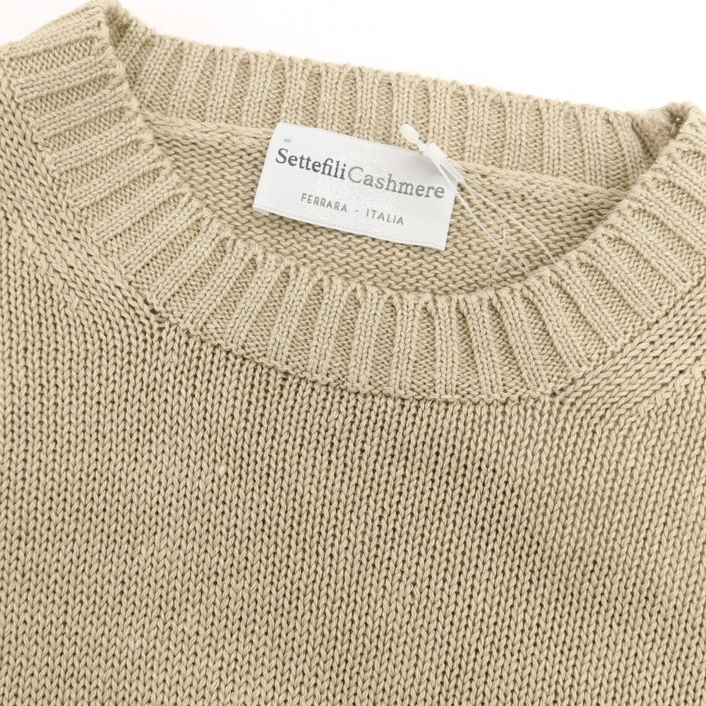 【新品】セッテフィーリ カシミア Settefili Cashmere リネンコットン クルーネック プルオーバーニット ベージュ【 52/L 】【 状態ランクN 】【 メンズ 】