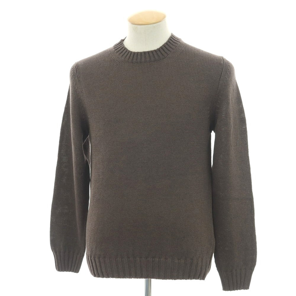 【新品】セッテフィーリ カシミア Settefili Cashmere リネンコットン クルーネック プルオーバーニット ダークブラウン【 46/XS 】【 状態ランクN 】【 メンズ 】