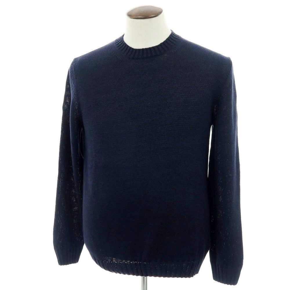 【新品】セッテフィーリ カシミア Settefili Cashmere リネンコットン クルーネック プルオーバーニット ネイビー【 52/L 】【 状態ランクN 】【 メンズ 】