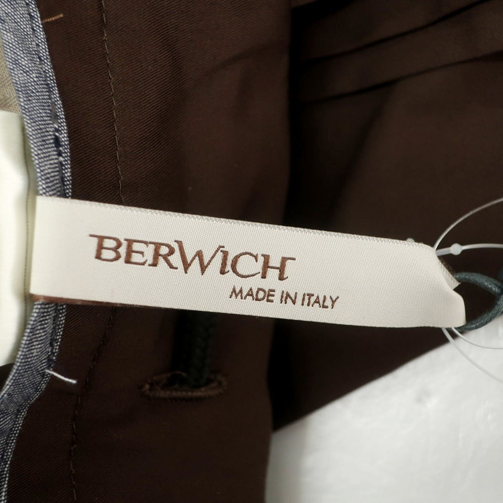 【新品】ベルウィッチ BERWICH ストレッチ コットン イージースラックスパンツ ブラウン【 48 】【 状態ランクN 】【 メンズ 】