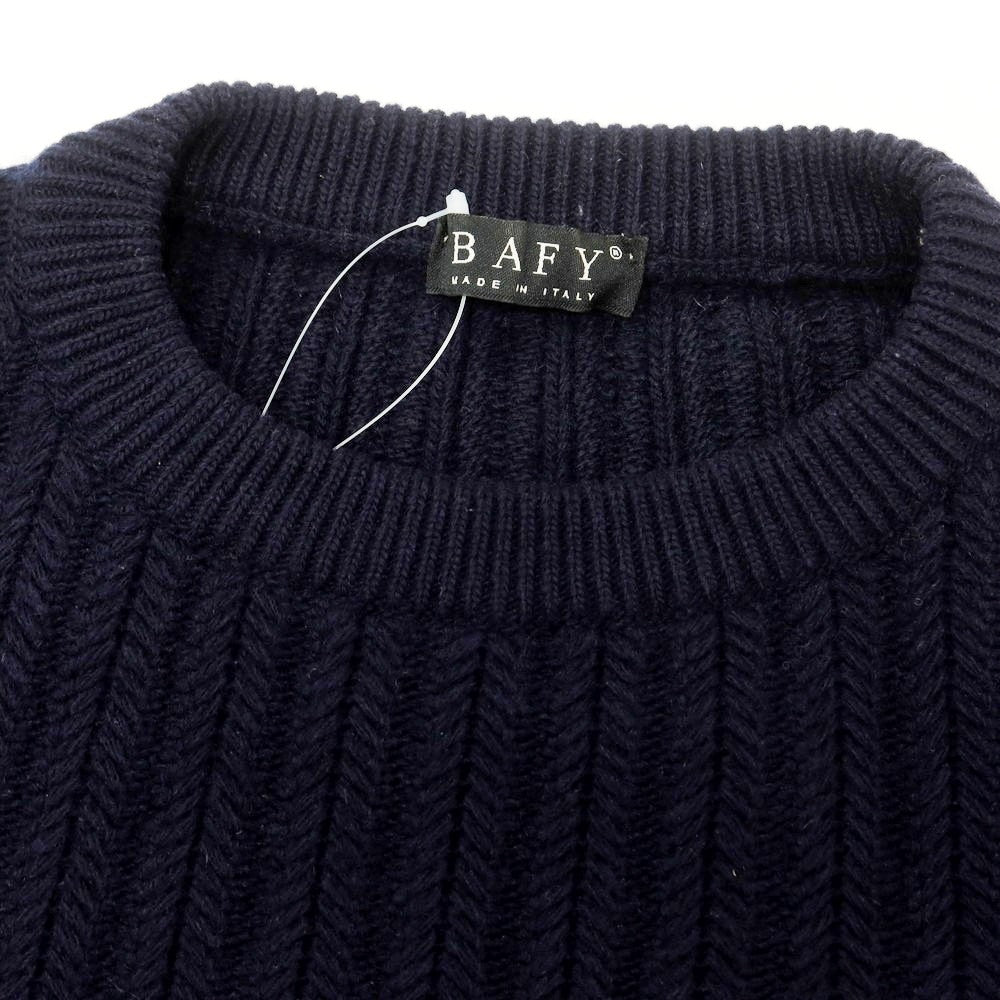 【中古】バフィー BAFY ウール クルーネック プルオーバーニット ネイビー【 46 】【 状態ランクC 】【 メンズ 】