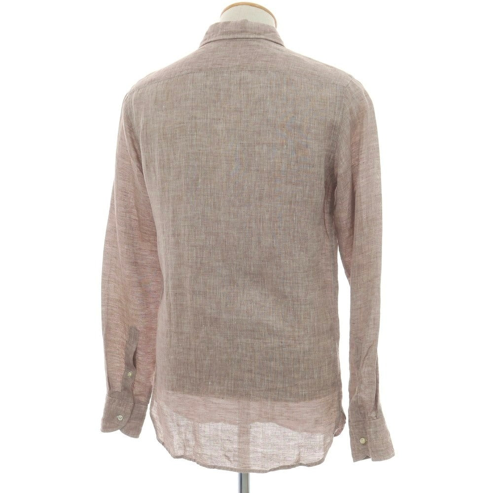 【中古】ギローバー GUY ROVER リネン ホリゾンタルカラー カジュアルシャツ ブラウン【 38 】【 状態ランクC 】【 メンズ 】