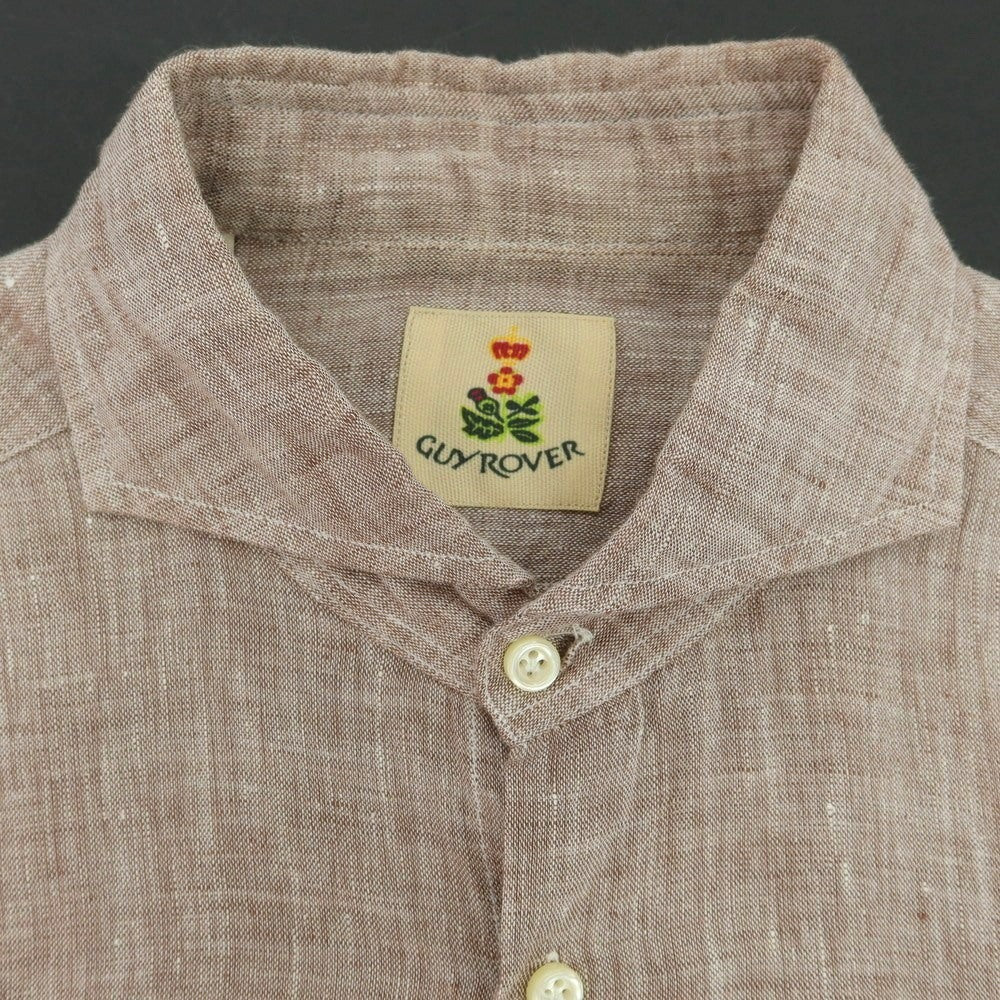 【中古】ギローバー GUY ROVER リネン ホリゾンタルカラー カジュアルシャツ ブラウン【 38 】【 状態ランクC 】【 メンズ 】