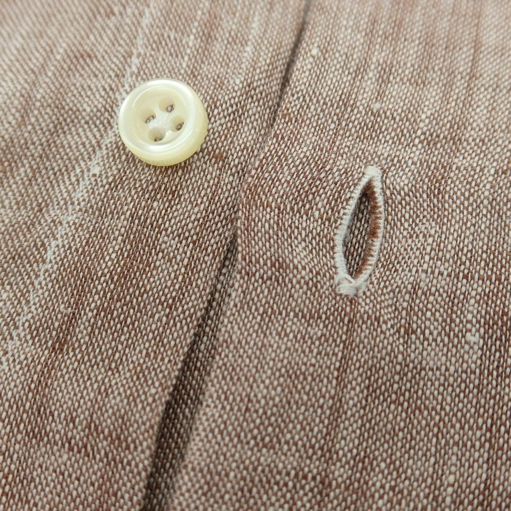 【中古】ギローバー GUY ROVER リネン ホリゾンタルカラー カジュアルシャツ ブラウン【 38 】【 状態ランクC 】【 メンズ 】