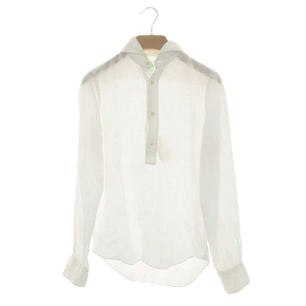 【中古】フィナモレ Finamore リネン ホリゾンタルカラー プルオーバーシャツ ホワイト【 37 】【 状態ランクB 】【 メンズ 】