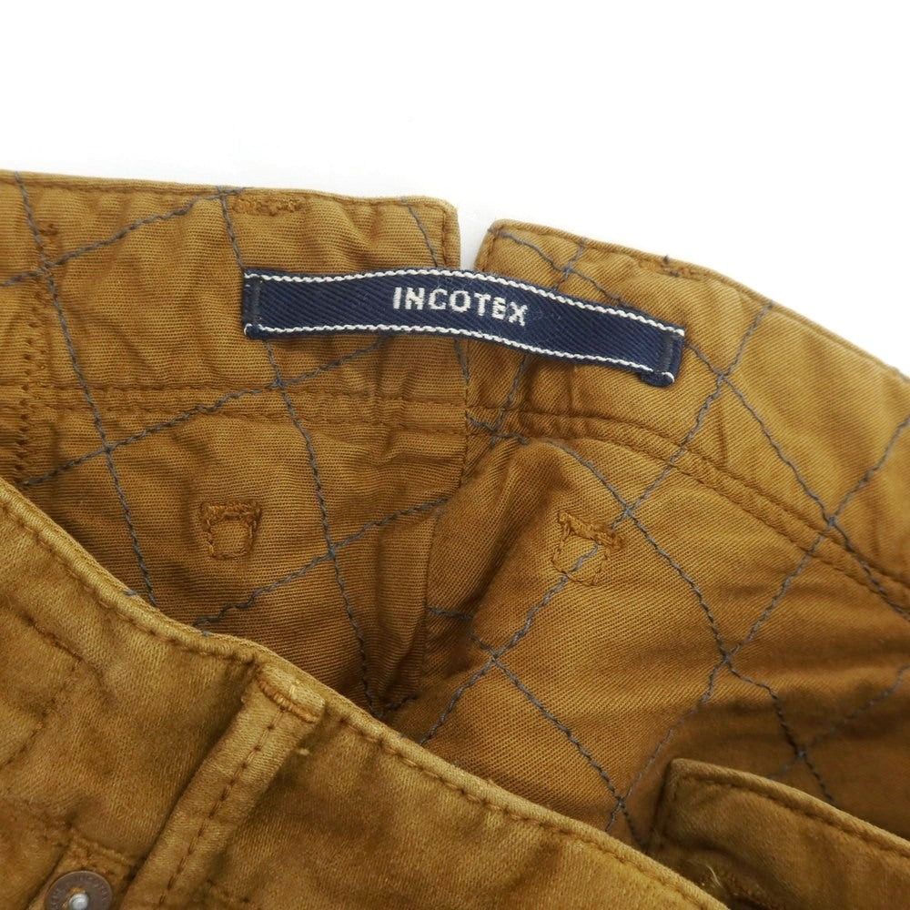 【中古】インコテックス INCOTEX ストレッチ コットン モールスキン 5ポケットパンツ カーキブラウン【 29 】【 状態ランクC 】【 メンズ 】