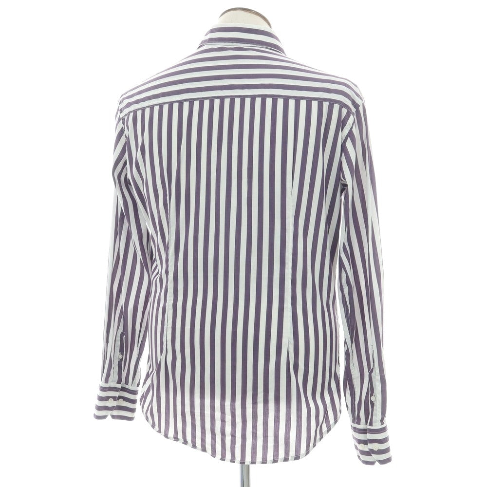 【中古】ピー ランジェラ P. LANGELLA コットン ストライプ ワイドカラー ドレスシャツ パープルxホワイト【 XL 】【 状態ランクC 】【 メンズ 】