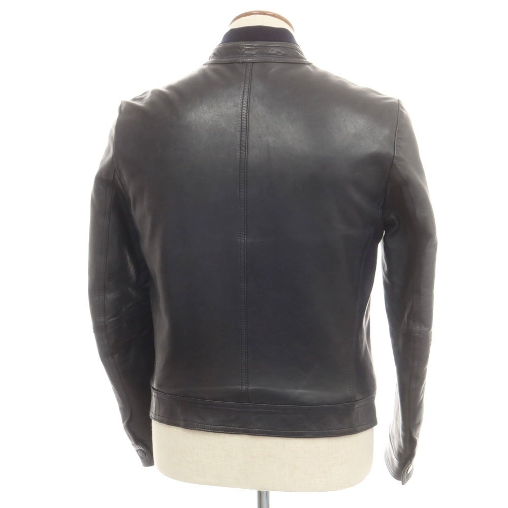 【中古】エンメティ EMMETI ラムレザー 中綿 レザーブルゾン ネイビー系【 48 】【 状態ランクD 】【 メンズ 】