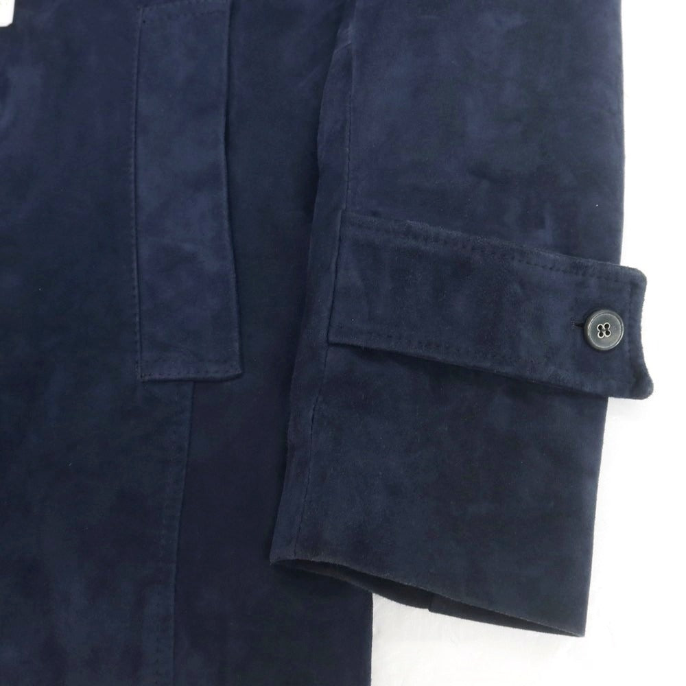 【中古】エンメティ EMMETI ゴートスキンスエード ファー ピーコート ネイビー【 44 】【 状態ランクC 】【 メンズ 】