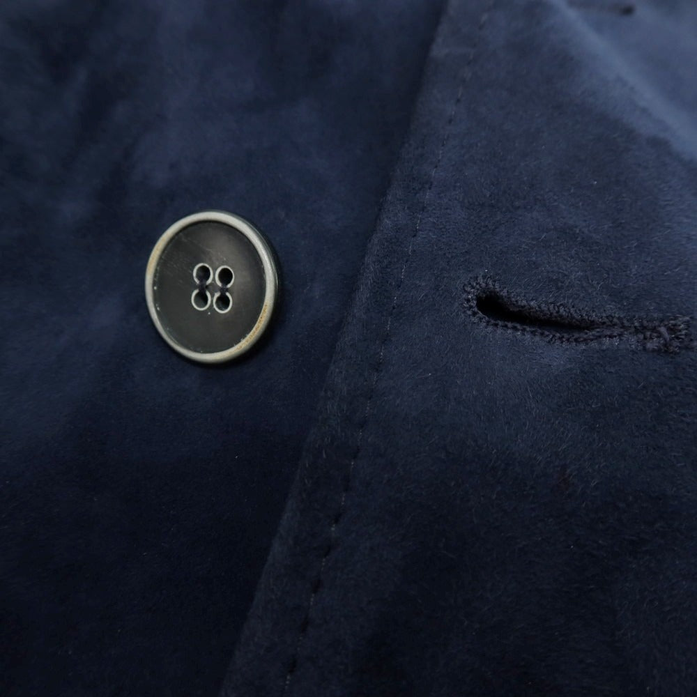 【中古】エンメティ EMMETI ゴートスキンスエード ファー ピーコート ネイビー【 44 】【 状態ランクC 】【 メンズ 】