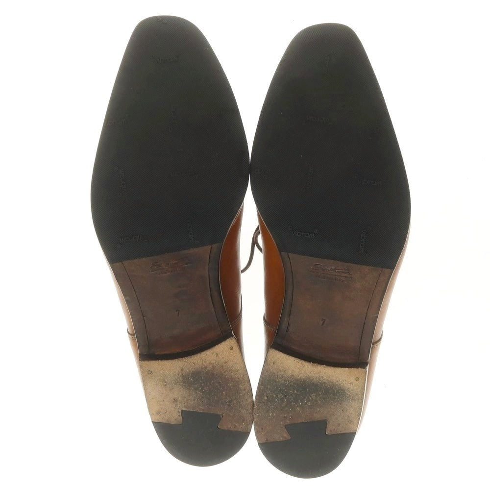 【中古】サントーニ Santoni Uチップ ドレスシューズ ライトブラウン【 7 】【 状態ランクC 】【 メンズ 】