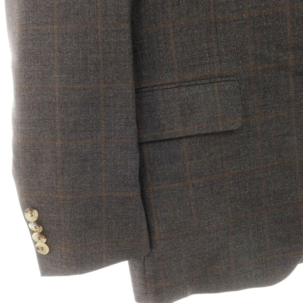 【中古】チェルッティ 1881 CERRUTI 1881 ウール チェック 3つボタンスーツ グレーxブラウン【 表記無し(M位) 】【 状態ランクB 】【 メンズ 】