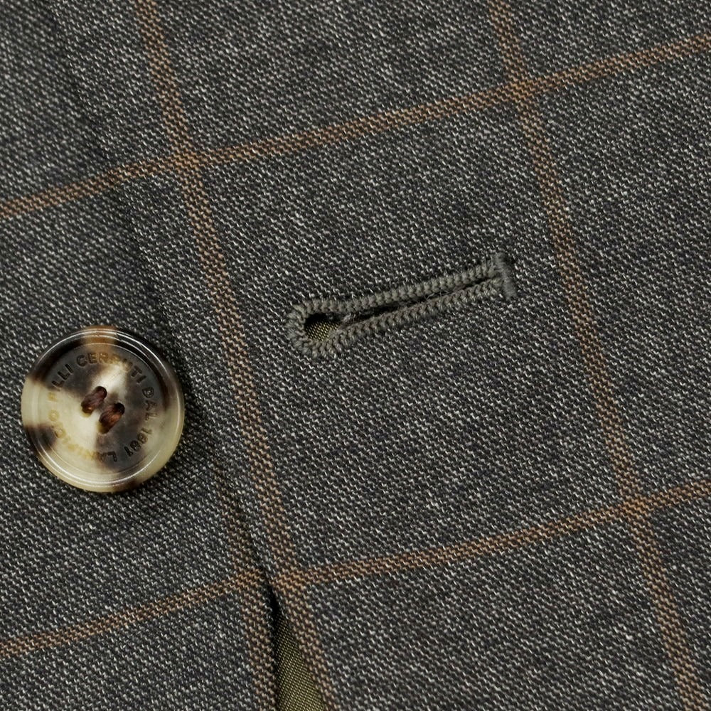 【中古】チェルッティ 1881 CERRUTI 1881 ウール チェック 3つボタンスーツ グレーxブラウン【 表記無し(M位) 】【 状態ランクB 】【 メンズ 】