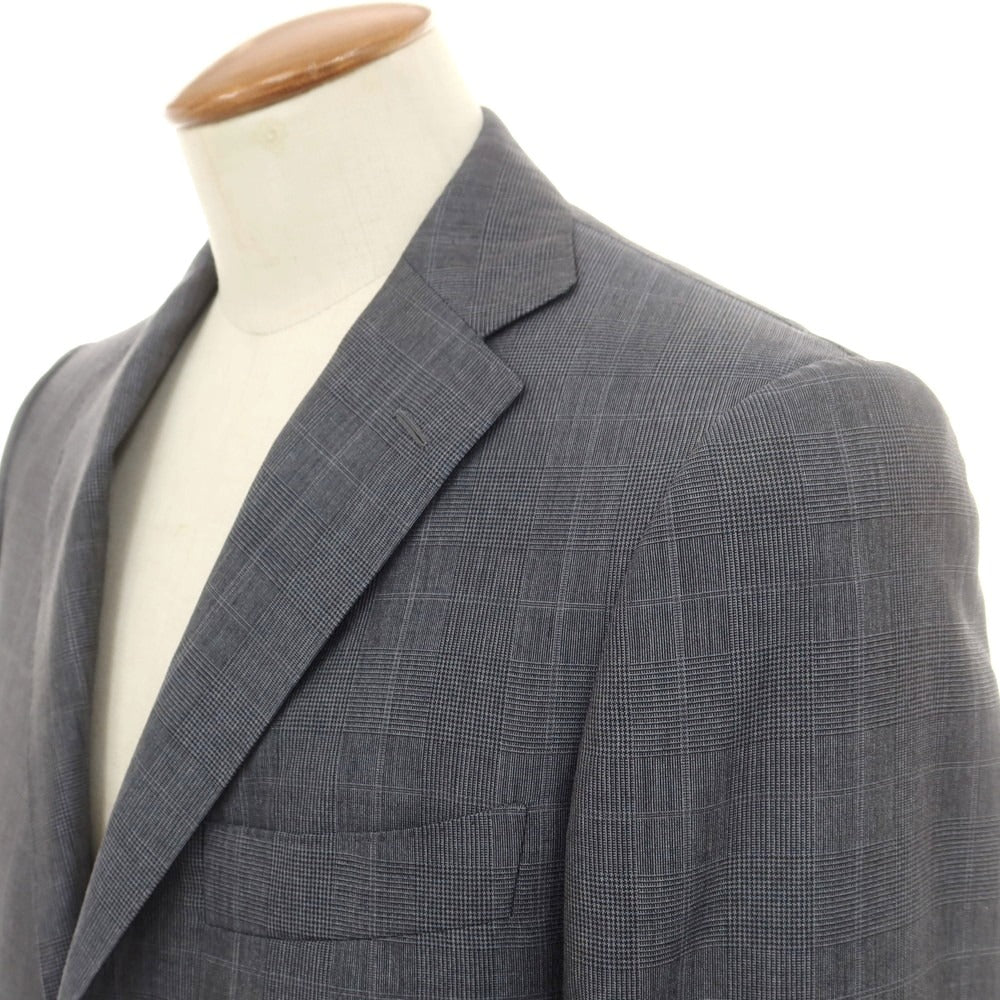 【中古】カスタムテーラー ビームス Custom Tailor BEAMS ウールシルク チェック 3つボタンスーツ クールグレー【 表記無し(M位) 】【 状態ランクD 】【 メンズ 】