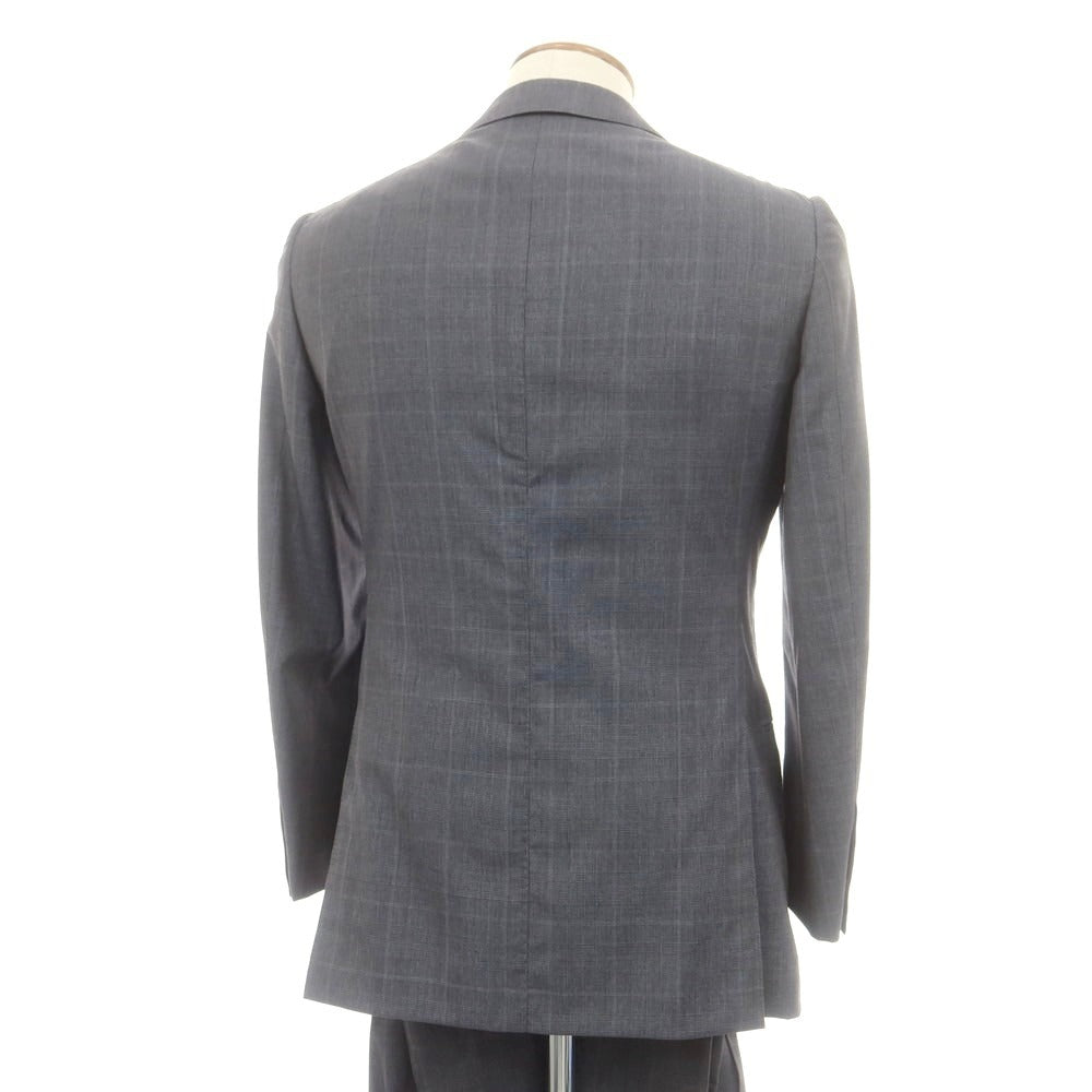 【中古】カスタムテーラー ビームス Custom Tailor BEAMS ウールシルク チェック 3つボタンスーツ クールグレー【 表記無し(M位) 】【 状態ランクD 】【 メンズ 】