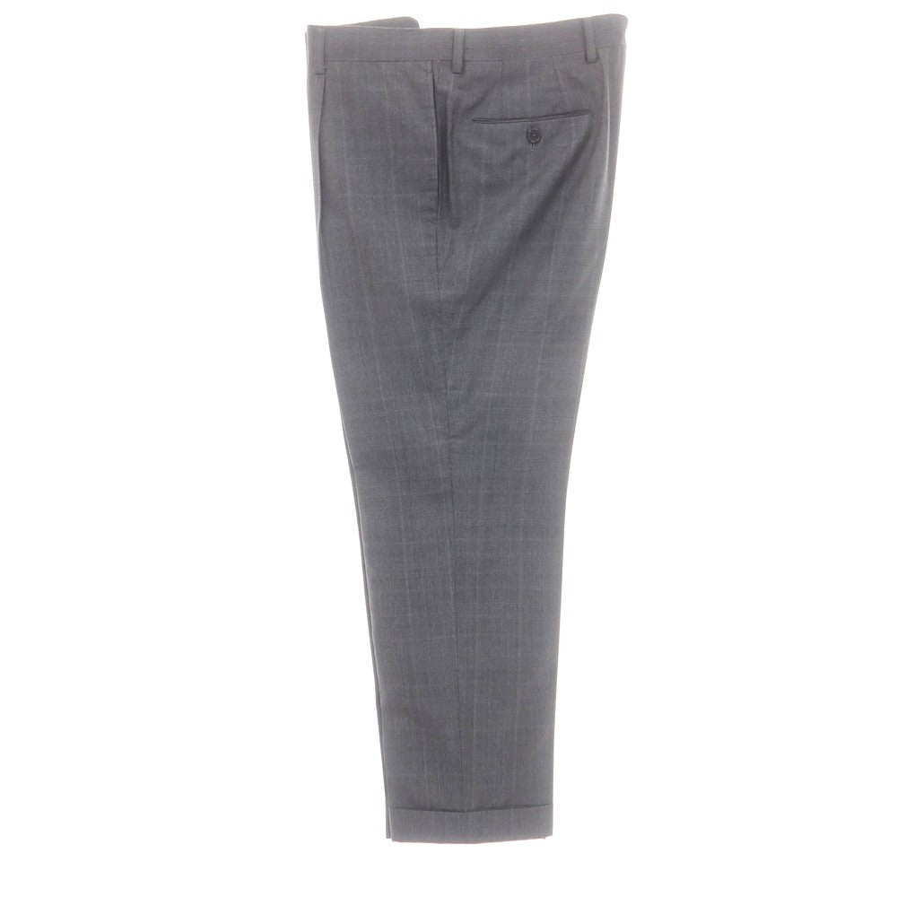 【中古】カスタムテーラー ビームス Custom Tailor BEAMS ウールシルク チェック 3つボタンスーツ クールグレー【 表記無し(M位) 】【 状態ランクD 】【 メンズ 】