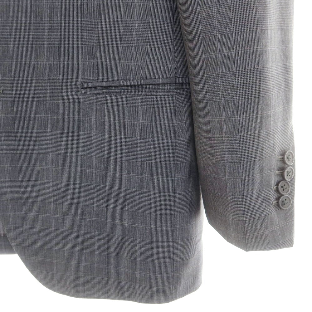 【中古】カスタムテーラー ビームス Custom Tailor BEAMS ウールシルク チェック 3つボタンスーツ クールグレー【 表記無し(M位) 】【 状態ランクD 】【 メンズ 】