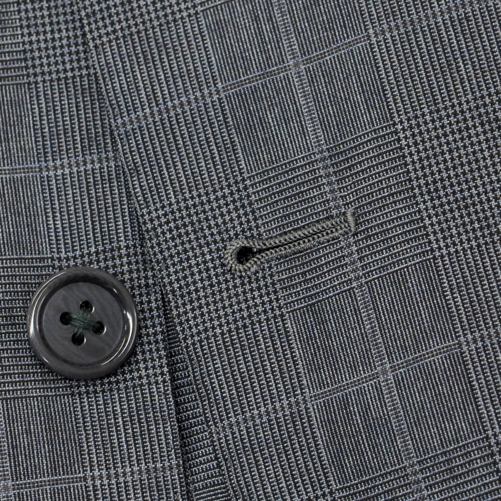 【中古】カスタムテーラー ビームス Custom Tailor BEAMS ウールシルク チェック 3つボタンスーツ クールグレー【 表記無し(M位) 】【 状態ランクD 】【 メンズ 】