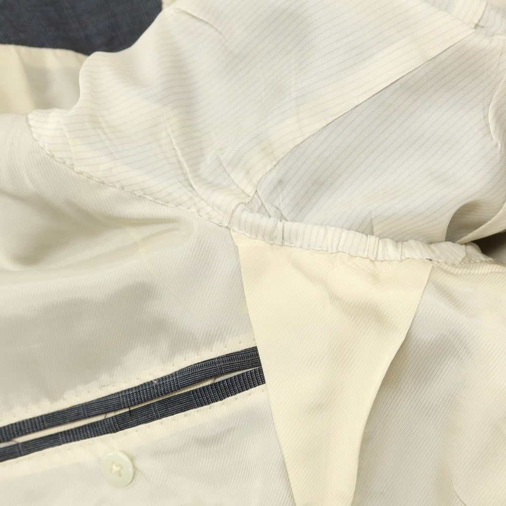 【中古】カスタムテーラー ビームス Custom Tailor BEAMS ウールシルク チェック 3つボタンスーツ クールグレー【 表記無し(M位) 】【 状態ランクD 】【 メンズ 】