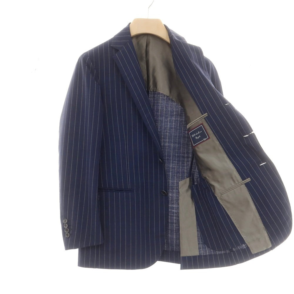 【中古】スティレ ラティーノ STILE LATINO ウールモヘヤ ストライプ 3つボタンスーツ ネイビーxクリーム【 46 Drop8 】【 状態ランクD 】【 メンズ 】