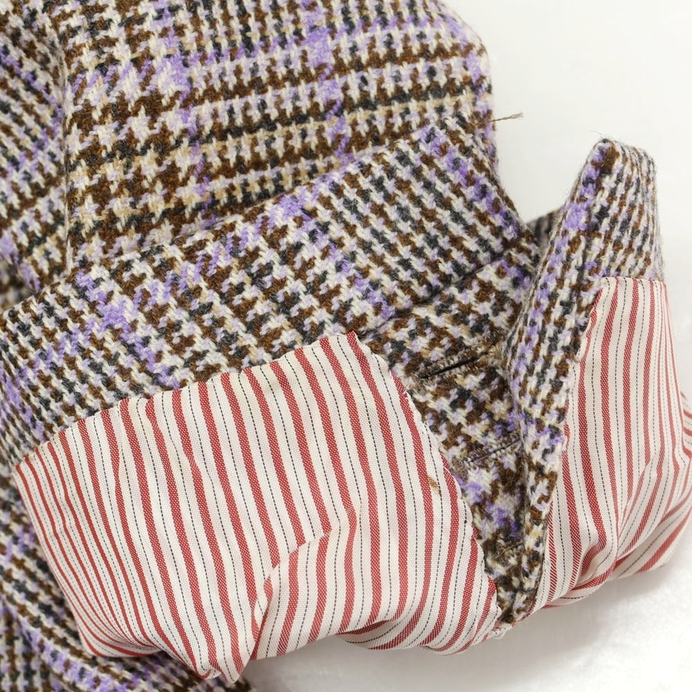 【中古】イザイア ISAIA GREGORY ウールカシミヤ チェック テーラードジャケット ブラウンxラベンダー【 44 】【 状態ランクB 】【 メンズ 】