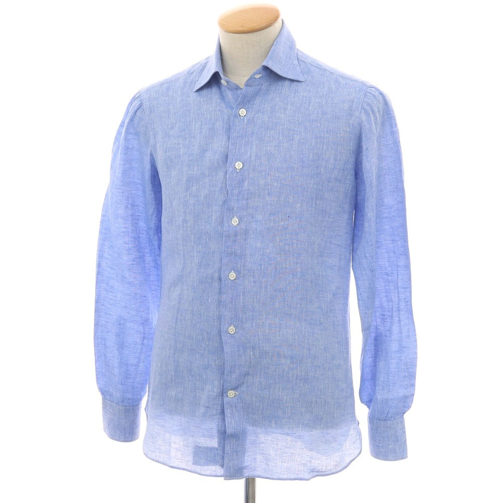 【中古】ボリエッロ BORRIELLO リネン セミワイドカラー カジュアルシャツ ブルー【 38 】【 状態ランクB 】【 メンズ 】