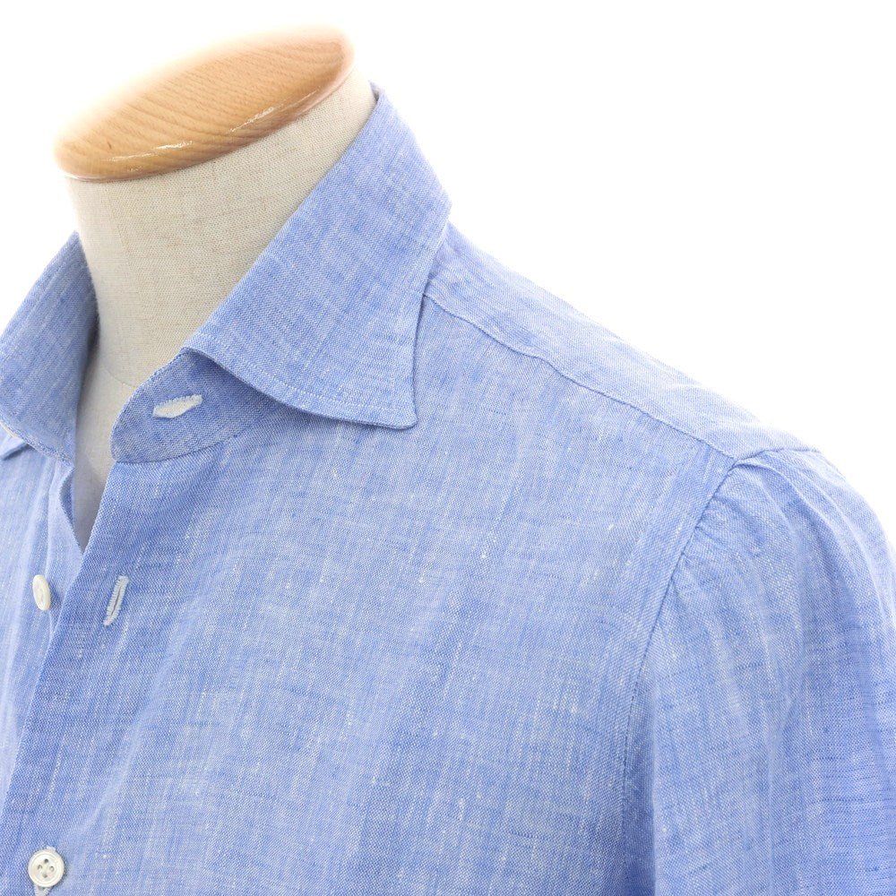 【中古】ボリエッロ BORRIELLO リネン セミワイドカラー カジュアルシャツ ブルー【 38 】【 状態ランクB 】【 メンズ 】