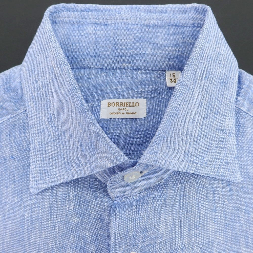 【中古】ボリエッロ BORRIELLO リネン セミワイドカラー カジュアルシャツ ブルー【 38 】【 状態ランクB 】【 メンズ 】