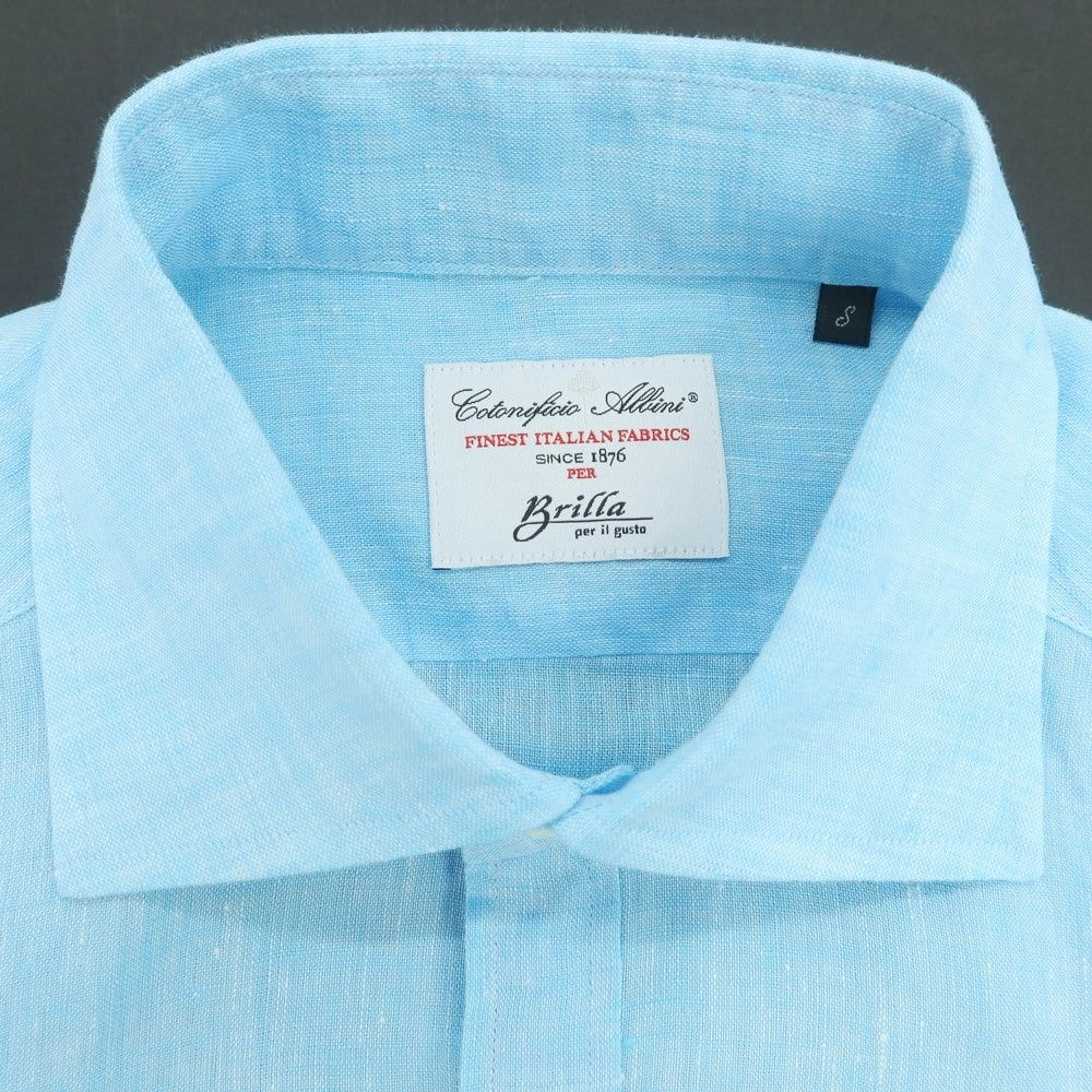 【中古】ブリッラ ペル イル グスト Brilla per il gusto リネン セミワイドカラー カジュアルシャツ ライトブルー【 S 】【 状態ランクB 】【 メンズ 】