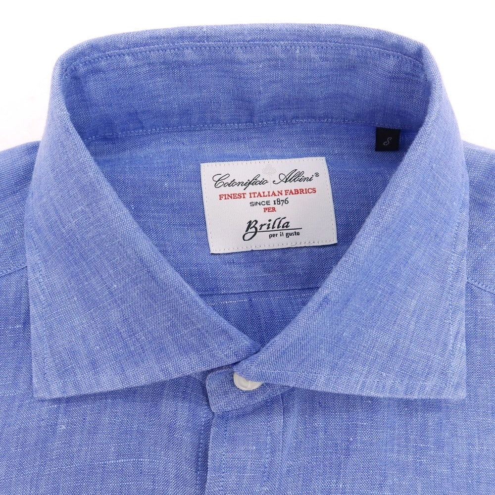 【中古】ブリッラ ペル イル グスト Brilla per il gusto リネン セミワイドカラー カジュアルシャツ ブルー【 S 】【 状態ランクB 】【 メンズ 】