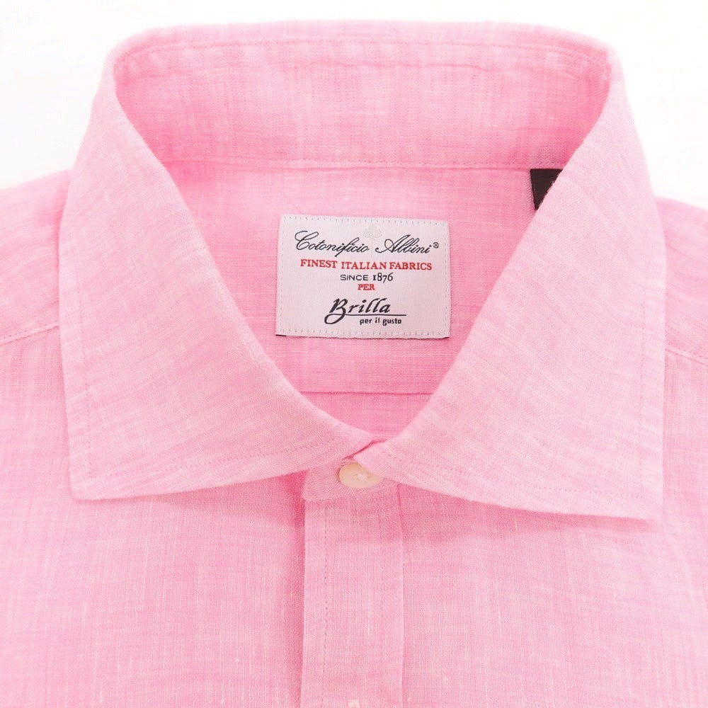 【中古】ブリッラ ペル イル グスト Brilla per il gusto リネン セミワイドカラー カジュアルシャツ ピンク【 S 】【 状態ランクB 】【 メンズ 】