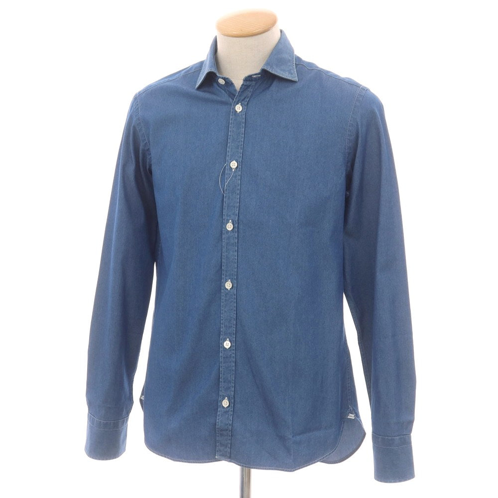 【中古】ダノリス DANOLIS コットン ダンガリー セミワイドカラー カジュアルシャツ ブルー【 38 】【 状態ランクC 】【 メンズ 】