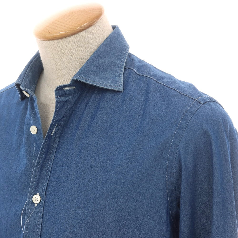 【中古】ダノリス DANOLIS コットン ダンガリー セミワイドカラー カジュアルシャツ ブルー【 38 】【 状態ランクC 】【 メンズ 】