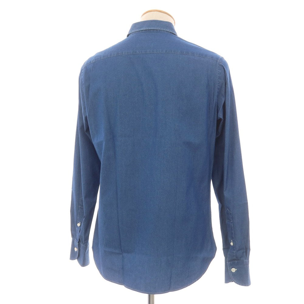 【中古】ダノリス DANOLIS コットン ダンガリー セミワイドカラー カジュアルシャツ ブルー【 38 】【 状態ランクC 】【 メンズ 】