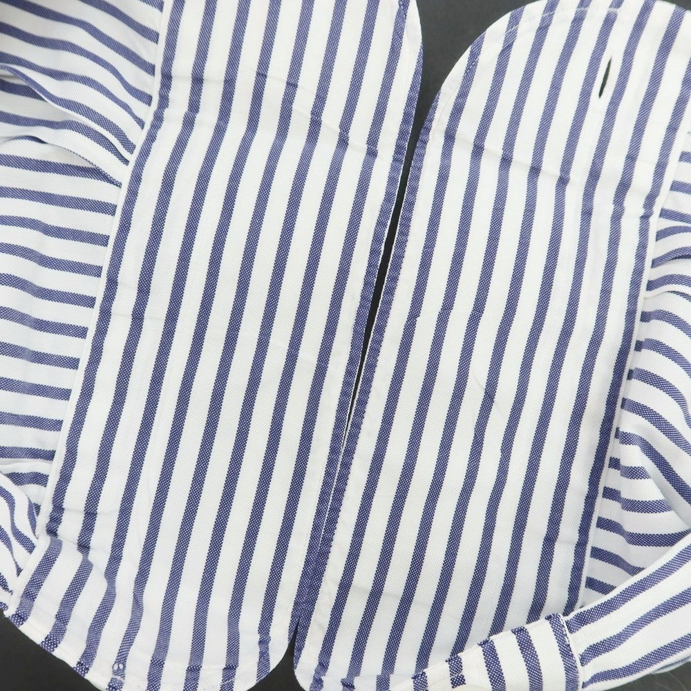 【中古】バルバ BARBA コットン ストライプ ボタンダウン ドレスシャツ ホワイトxネイビー【 38 】【 状態ランクB 】【 メンズ 】