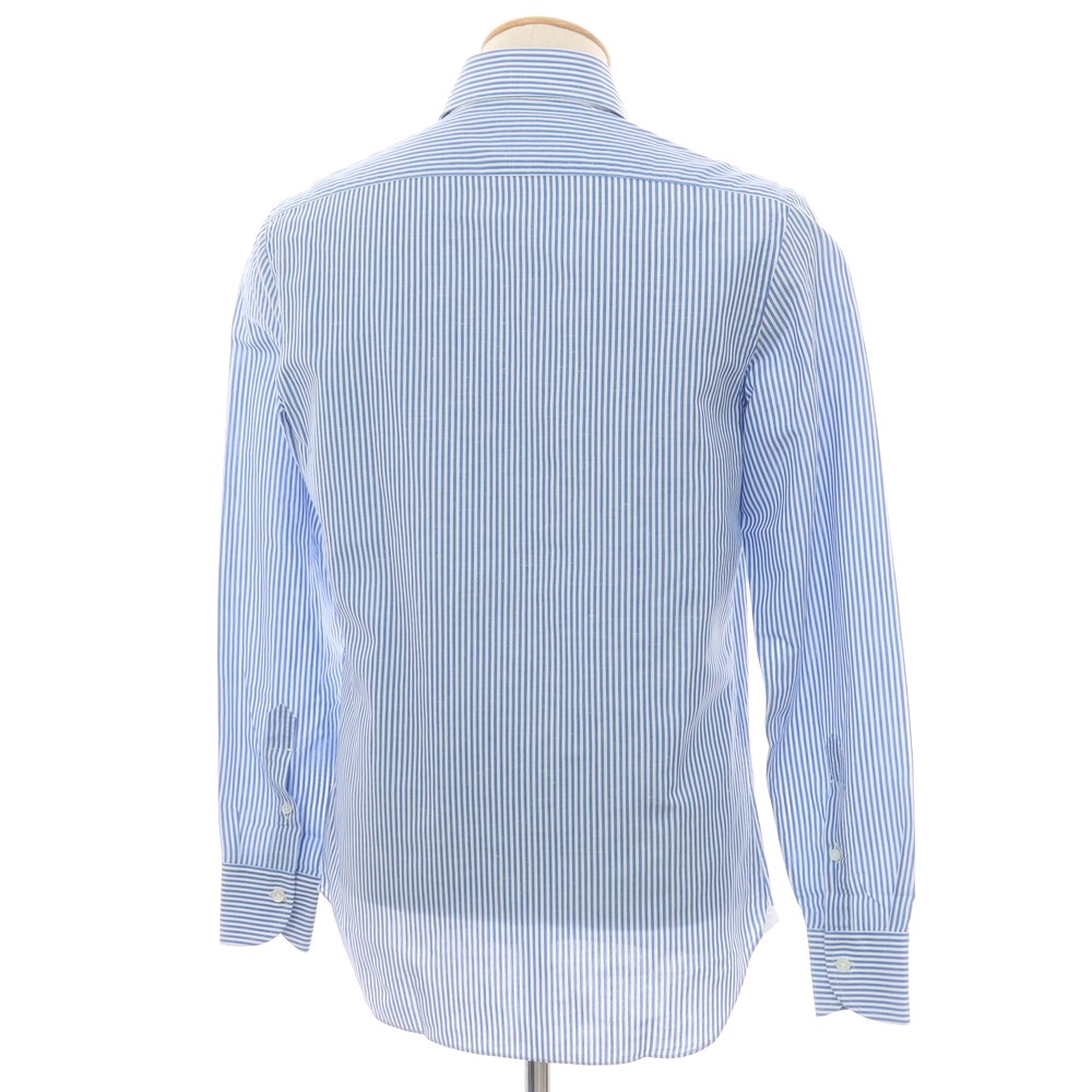 【中古】マリアサンタンジェロ Maria Santangelo コットンリネン ストライプ セミワイドカラー ドレスシャツ ブルーxホワイト【 38 】【 状態ランクB 】【 メンズ 】