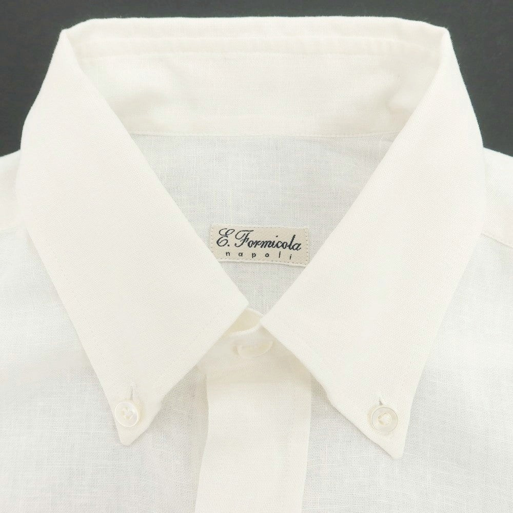 【中古】エリコフォルミコラ ERRICO FORMICOLA リネンコットン ボタンダウン カジュアルシャツ ホワイト【 38 】【 状態ランクB 】【 メンズ 】