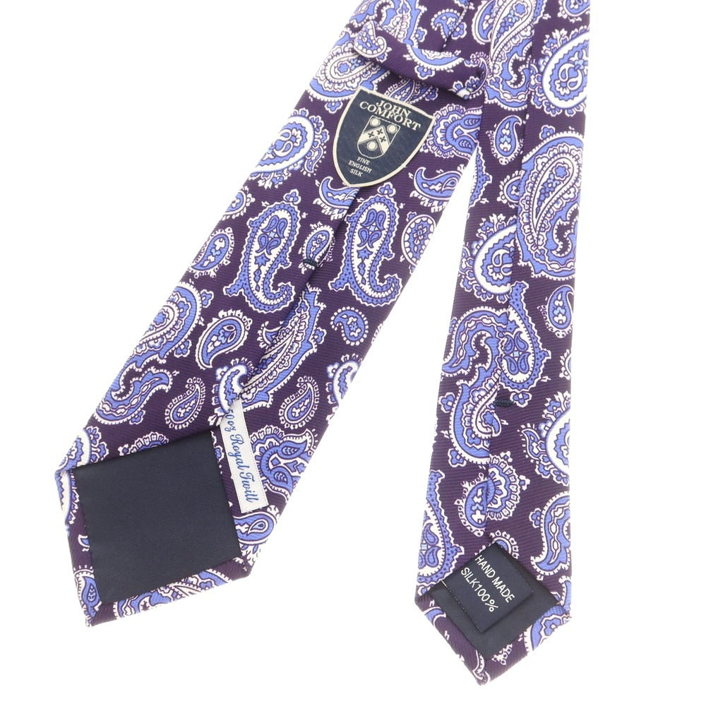 【中古】ジョン コンフォート JOHN COMFORT シルク ペイズリー柄ネクタイ パープルネイビー【 状態ランクA 】【 メンズ 】