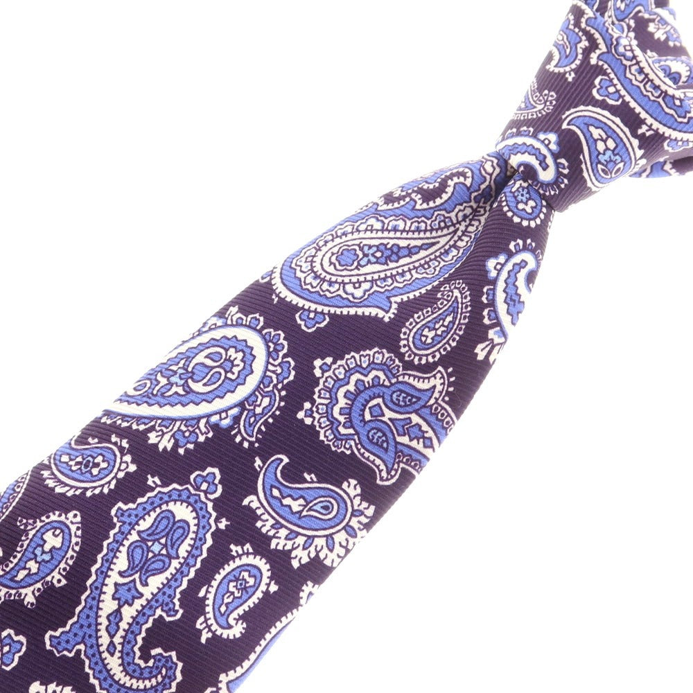 【中古】ジョン コンフォート JOHN COMFORT シルク ペイズリー柄ネクタイ パープルネイビー【 状態ランクA 】【 メンズ 】