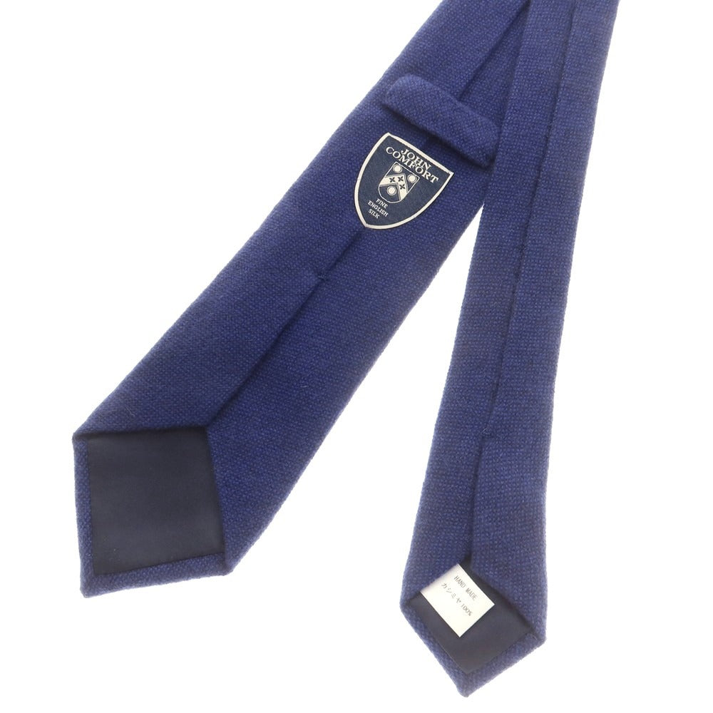 【中古】ジョン コンフォート JOHN COMFORT カシミヤ 無地ネクタイ ネイビー【 状態ランクB 】【 メンズ 】