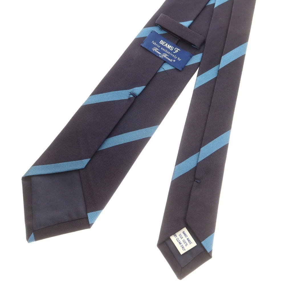 【中古】ビームスエフ BEAMS F シルク ストライプ柄ネクタイ ネイビーxブルー【 状態ランクB 】【 メンズ 】