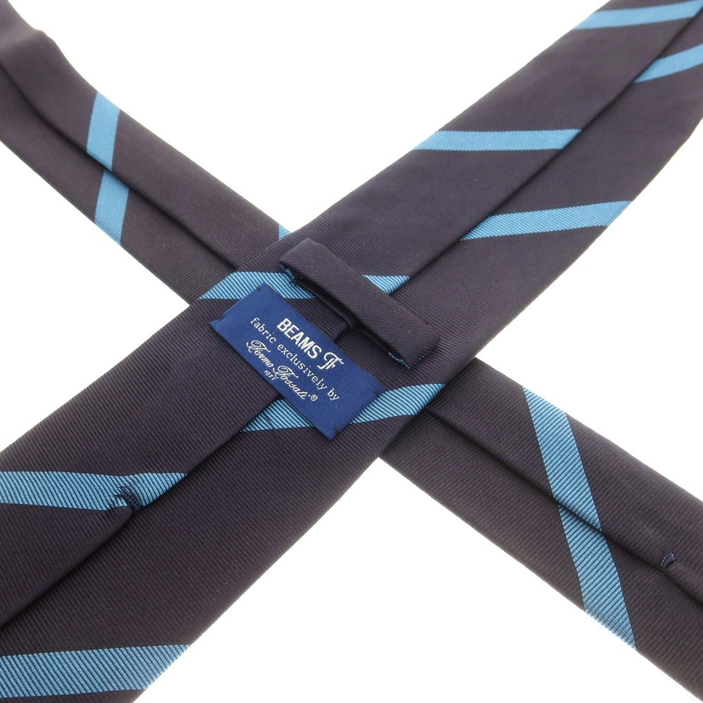 【中古】ビームスエフ BEAMS F シルク ストライプ柄ネクタイ ネイビーxブルー【 状態ランクB 】【 メンズ 】