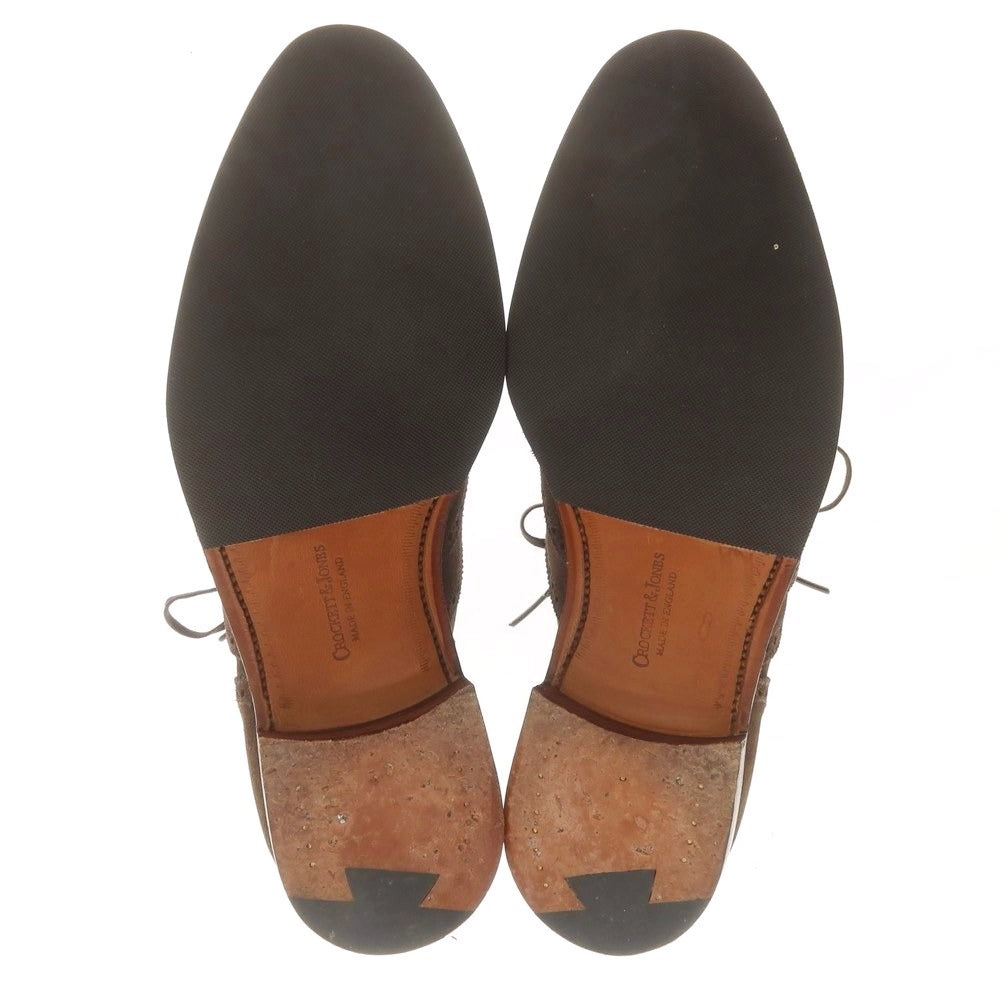 【中古】クロケットアンドジョーンズ CROCKETT&JONES BEAMS F別注 FINSBURY スエード ウイングチップ ドレスシューズ ダークブラウン【 7 1/2E 】【 状態ランクA 】【 メンズ 】