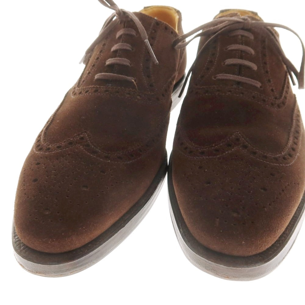 【中古】クロケットアンドジョーンズ CROCKETT&JONES BEAMS F別注 FINSBURY スエード ウイングチップ ドレスシューズ ダークブラウン【 7 1/2E 】【 状態ランクA 】【 メンズ 】