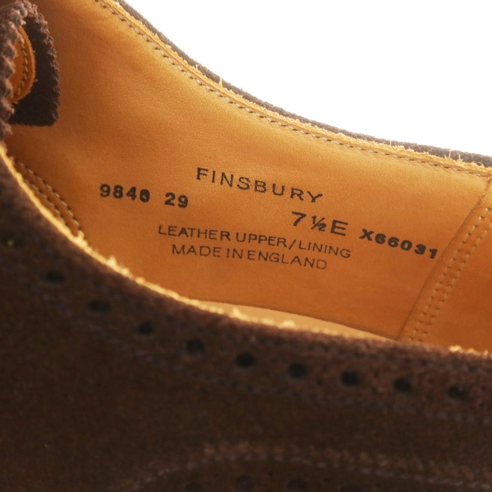 【中古】クロケットアンドジョーンズ CROCKETT&JONES BEAMS F別注 FINSBURY スエード ウイングチップ ドレスシューズ ダークブラウン【 7 1/2E 】【 状態ランクA 】【 メンズ 】