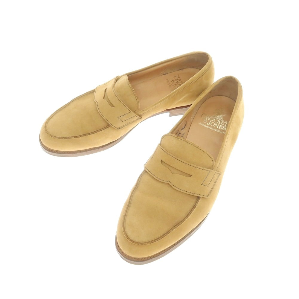 【中古】クロケットアンドジョーンズ CROCKETT&JONES GRANTHAM2 ヌバック コインローファー ベージュ【 7 1/2E 】【 状態ランクB 】【 メンズ 】