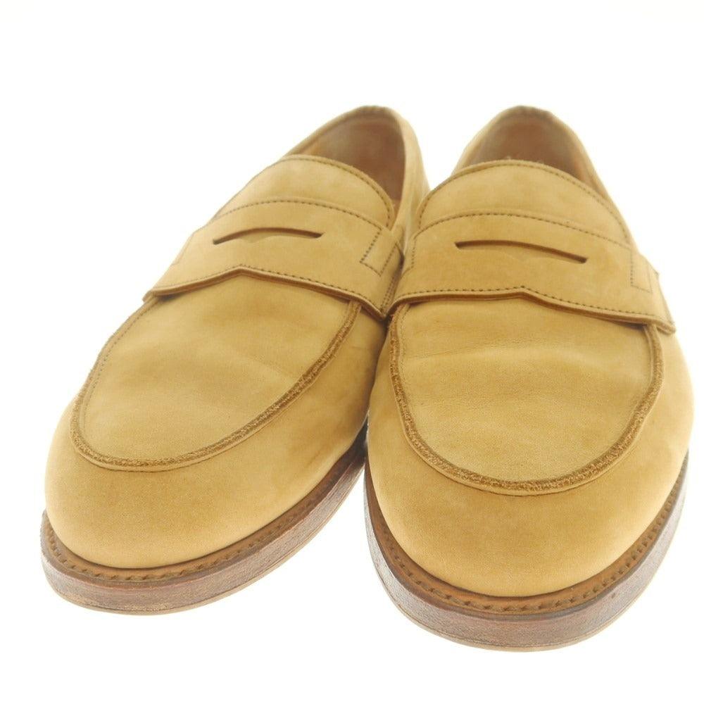 【中古】クロケットアンドジョーンズ CROCKETT&JONES GRANTHAM2 ヌバック コインローファー ベージュ【 7 1/2E 】【 状態ランクB 】【 メンズ 】