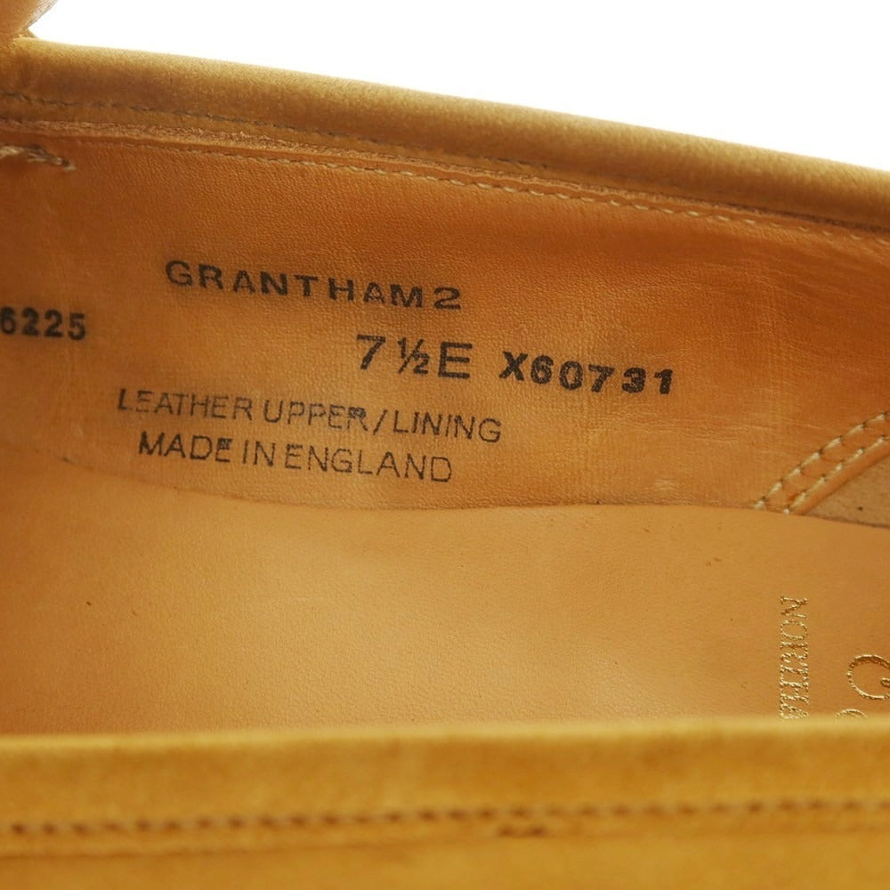 【中古】クロケットアンドジョーンズ CROCKETT&JONES GRANTHAM2 ヌバック コインローファー ベージュ【 7 1/2E 】【 状態ランクB 】【 メンズ 】