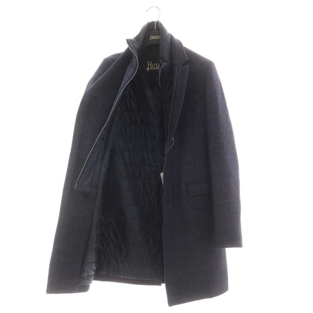 【中古】【未使用】ヘルノ Herno ウールナイロン 2WAY チェスターフィールドコート ネイビー【 44 】【 状態ランクS 】【 メンズ 】