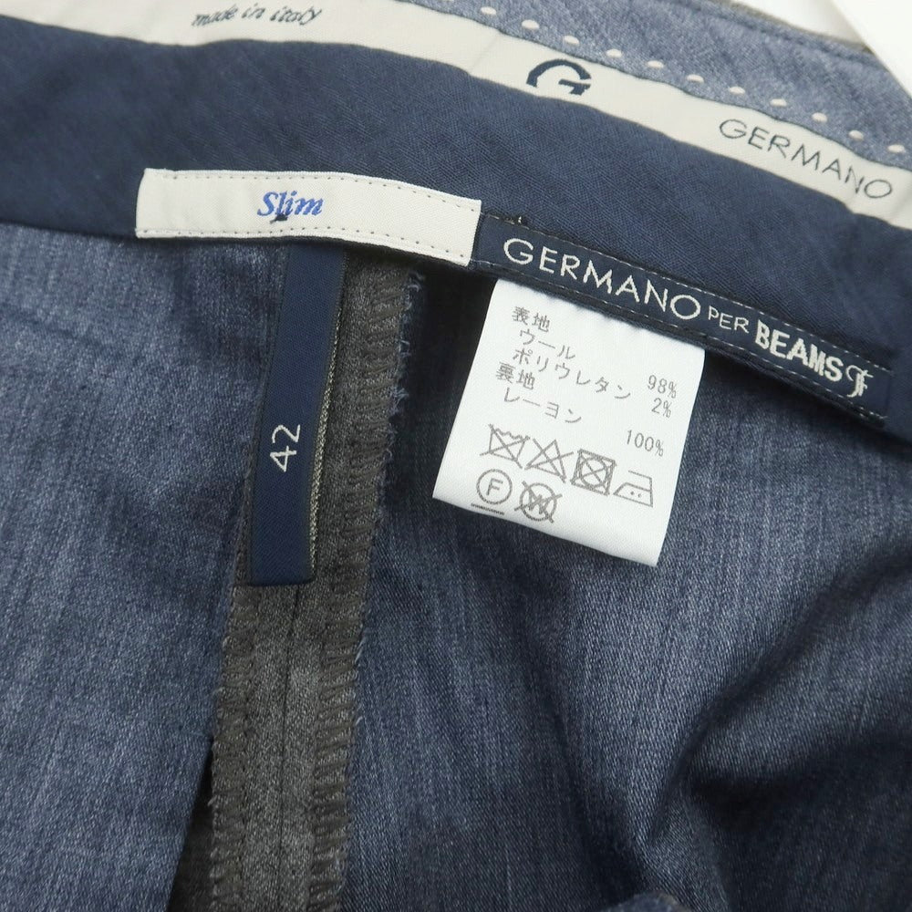 【中古】【未使用】ジェルマーノ GERMANO BEAMS F別注 ストレッチ ウール ドレススラックスパンツ グレー【 42 】【 状態ランクS 】【 メンズ 】